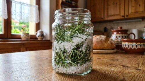 objevte výhody společného skladování rozmarýnu a hrubé mořské soli ve skleněné nádobě doma. udržujte čerstvost a aroma bylinek a soli efektivně a prakticky.
