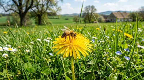 Žlutý květ v trávníku ukáže ideální čas k sekání a ochraně hmyzu